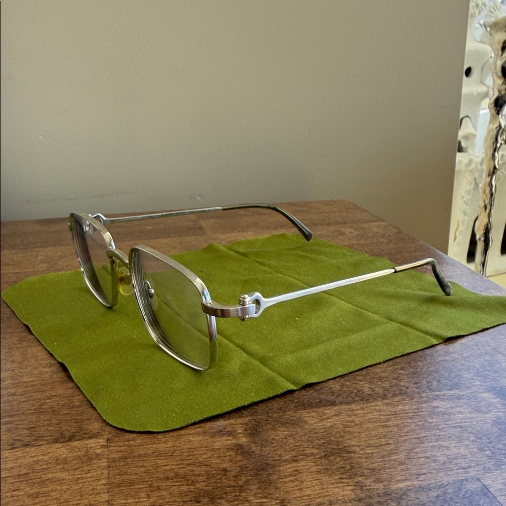 Vintage Cartier Rimless Eyeglasses 56/20 Made in France Silver Tone 90s